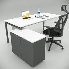 Akr Ofis Ear Çalışma Masası Beyaz (80cm Alt Etajerli)