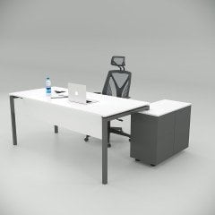 Akr Ofis Ear Çalışma Masası Beyaz (80cm Alt Etajerli)