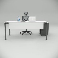 Akr Ofis Ear Çalışma Masası Beyaz (80cm Alt Etajerli)