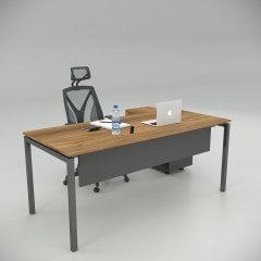 Akr Ofis Ear Çalışma Masası Ceviz (80cm Alt Etajerli)