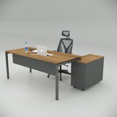 Akr Ofis Ear Çalışma Masası Ceviz (80cm Alt Etajerli)