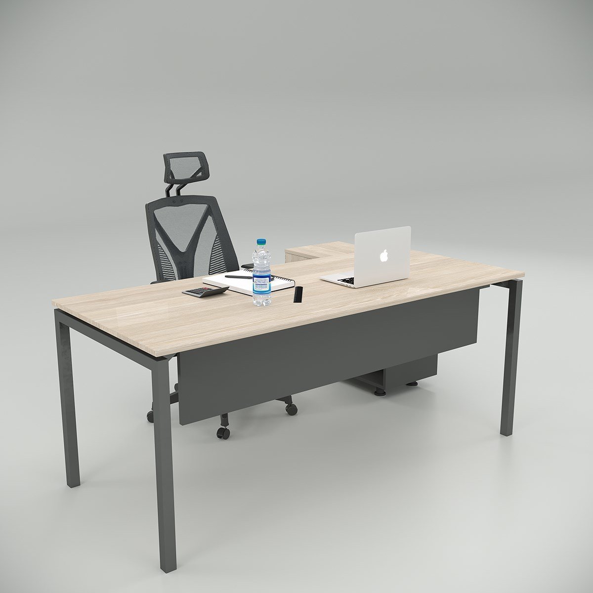 Akr Ofis Ear Çalışma Masası Meşe (80cm Alt Etajerli)