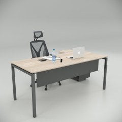 Akr Ofis Ear Çalışma Masası Meşe (80cm Alt Etajerli)