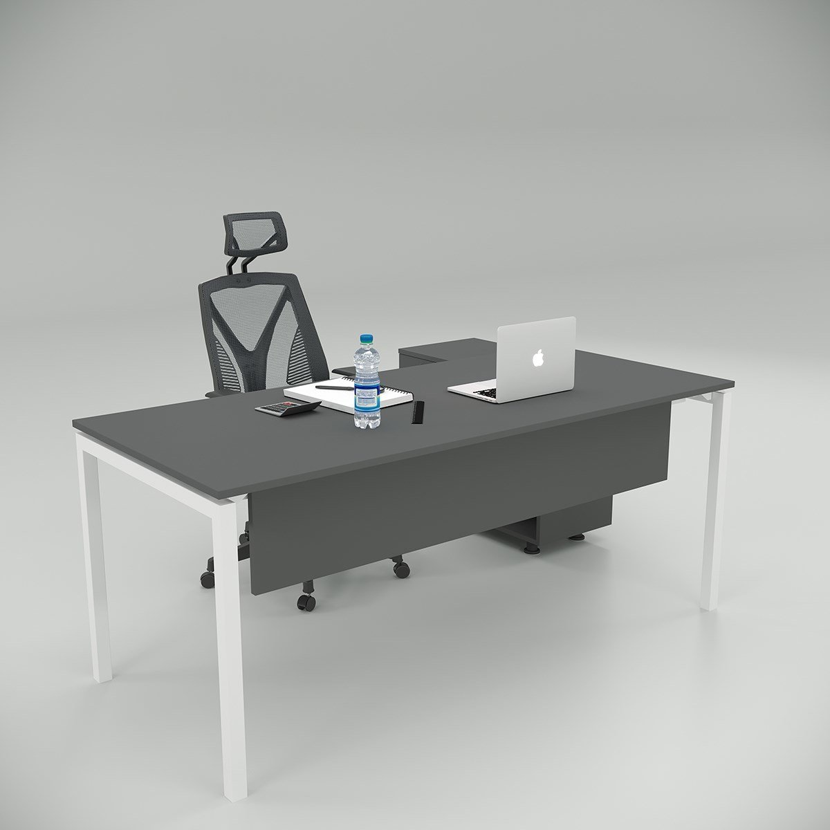 Akr Ofis Ear Çalışma Masası Antrasit (80cm Alt Etajerli)