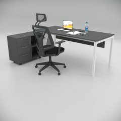 Akr Ofis Ear Çalışma Masası Antrasit (80cm Alt Etajerli)