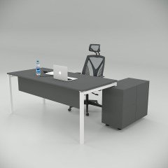 Akr Ofis Ear Çalışma Masası Antrasit (80cm Alt Etajerli)