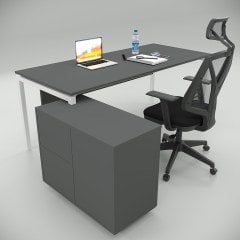 Akr Ofis Ear Çalışma Masası Antrasit (80cm Alt Etajerli)