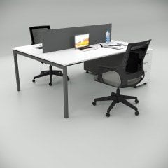 Akr Ofis  Ear İkili 140cm Alt Etajerli Çalışma Masası Workstation Beyaz