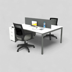 Akr Ofis Ear İkili 140cm Alt Etajerli Çalışma Masası Workstation