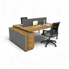 Akr Ofis Ear İkili 140cm Alt Etajerli Çalışma Masası Workstation