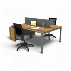 Akr Ofis Ear İkili 140cm Alt Etajerli Çalışma Masası Workstation