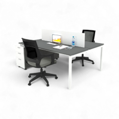 Akr Ofis Ear İkili 140cm Alt Etajerli Çalışma Masası Workstation
