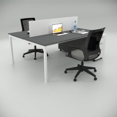 Akr Ofis  Ear İkili 140cm Alt Etajerli Çalışma Masası Workstation Antrasit