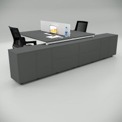Akr Ofis  Ear İkili 320 Cm Alt Etajerli Çalışma Masası Workstation Antrasit