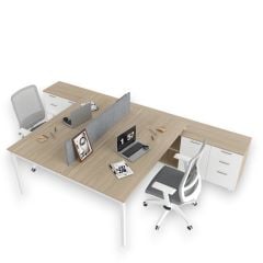 Akr Ofis Ear İkili 320 Cm Alt Etajerli Çalışma Masası Workstation
