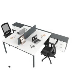 Akr Ofis Ear İkili 320 Cm Alt Etajerli Çalışma Masası Workstation