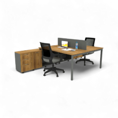 Akr Ofis Ear İkili 320 Cm Alt Etajerli Çalışma Masası Workstation