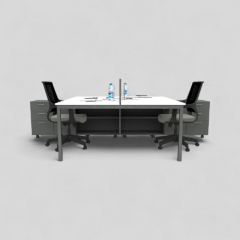 Akr Ofis Ear İkili 320 Cm Alt Etajerli Çalışma Masası Workstation