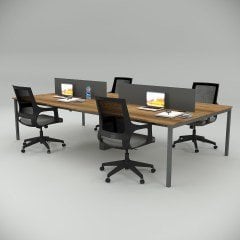 Akr Ofis  Ear Dörtlü Workstation Ceviz