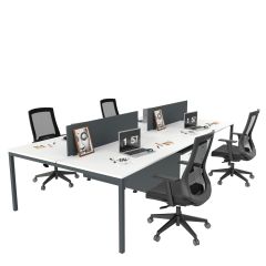 Akr Ofis  Ear Dörtlü Workstation Etajerli
