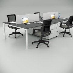 Akr Ofis  Ear Dörtlü Workstation Etajerli Antrasit