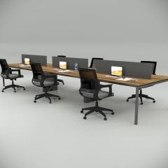 Akr Ofis  Ear Altılı Workstation Ceviz