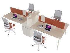 Akr Ofis Pen Etajerli Dörtlü Workstation