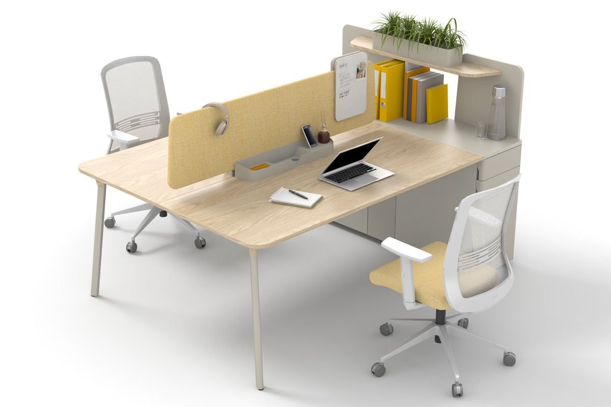 Akr Ofis Pen Etajerli İkili Workstation