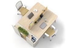 Akr Ofis Pen Etajerli İkili Workstation