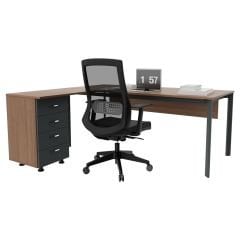 Akr Ofis Corner Çalışma Masası Keson Etajerli