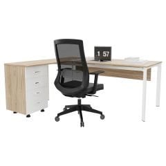 Akr Ofis Corner Çalışma Masası Keson Etajerli