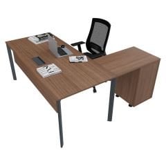 Akr Ofis Corner Çalışma Masası Keson Etajerli