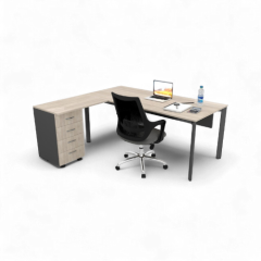 Akr Ofis Corner Çalışma Masası Keson Etajerli