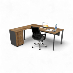 Akr Ofis Corner Çalışma Masası Keson Etajerli