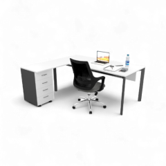 Akr Ofis Corner Çalışma Masası Keson Etajerli