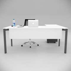 Akr Ofis Corner Çalışma Masası Keson Etajerli Beyaz