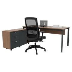 Akr Ofis Corner Çalışma Masası 160cm Alt Etajerli