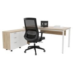 Akr Ofis Corner Çalışma Masası 160cm Alt Etajerli