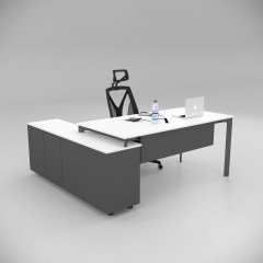 Akr Ofis Corner Çalışma Masası 160cm Alt Etajerli Beyaz