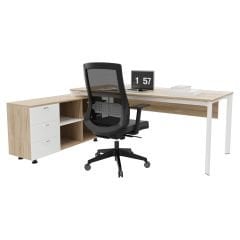 Akr Ofis Corner Çalışma Masası 120cm Alt Etajerli