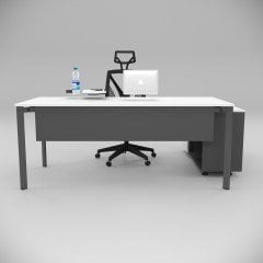 Akr Ofis Corner Çalışma Masası 120cm Alt Etajerli Beyaz