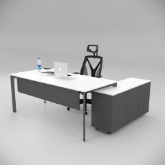 Akr Ofis Corner Çalışma Masası 120cm Alt Etajerli Beyaz