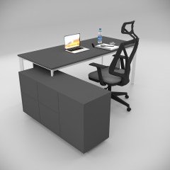 Akr Ofis Corner Çalışma Masası 120cm Alt Etajerli Antrasit