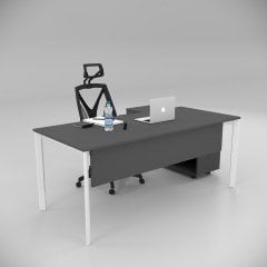 Akr Ofis Corner Çalışma Masası 120cm Alt Etajerli Antrasit