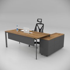 Akr Ofis Corner Ofis Çalışma Masası 120cm Alt Etajerli Ceviz