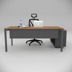 Akr Ofis Corner Ofis Çalışma Masası 120cm Alt Etajerli Ceviz