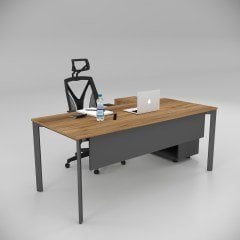 Akr Ofis Corner Ofis Çalışma Masası 120cm Alt Etajerli Ceviz