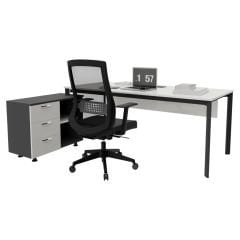 Akr Ofis Corner Ofis Çalışma Masası 80cm Alt Etajerli