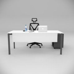 Akr Ofis Corner Ofis Çalışma Masası 80cm Alt Etajerli Beyaz