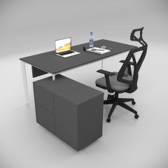 Akr Ofis Corner Çalışma Masası 80cm Alt Etajerli Antrasit